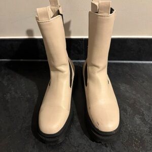 Primark Cream Ankle Boots with Black Soles
